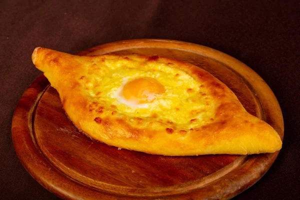 Adjarian Khachapuri Egg Cheese — Stock Photo, Image