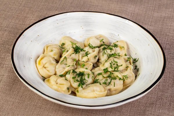 Gnocchi Tradizionali Russi Servito Erbe — Foto Stock