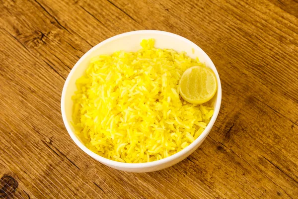 Indian Traditional Cuisine Yellow Rice Lime — Stock Photo, Image