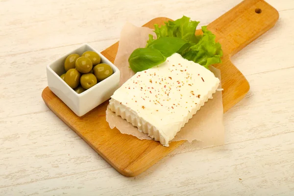 Formaggio Feta Con Olive — Foto Stock