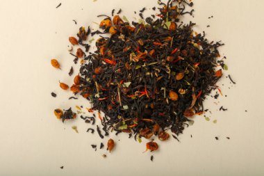 Aroma çay yığın meyve, meyveler ve otlar ile