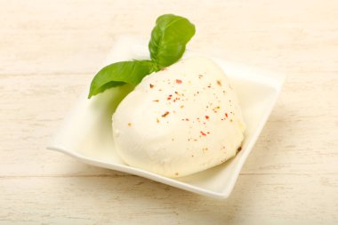Fesleğen yaprakları ile Mozzarella peyniri