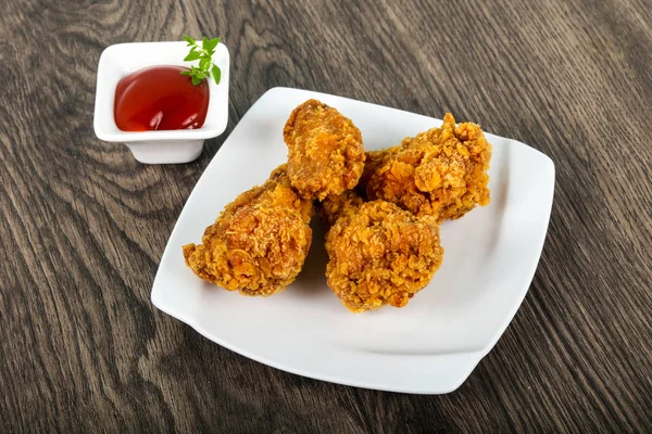 Alitas Pollo Crujientes Con Salsa Tomate — Foto de Stock