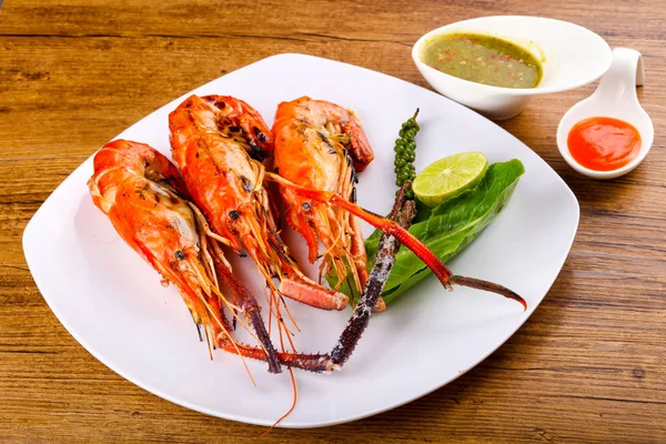 Langostino Parrilla Con Hierbas Especias Salsa — Foto de Stock