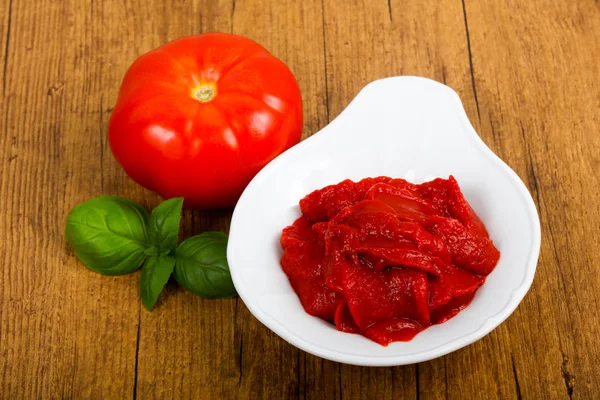 Pasta Pomodoro Con Foglie Basilico — Foto Stock