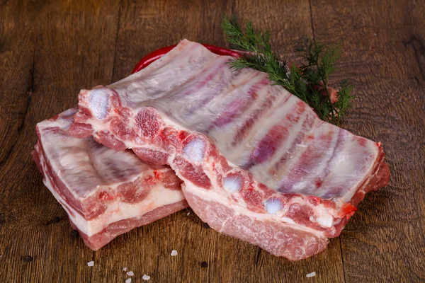 Raw Pork Meat Wooden Background — Stock Photo, Image