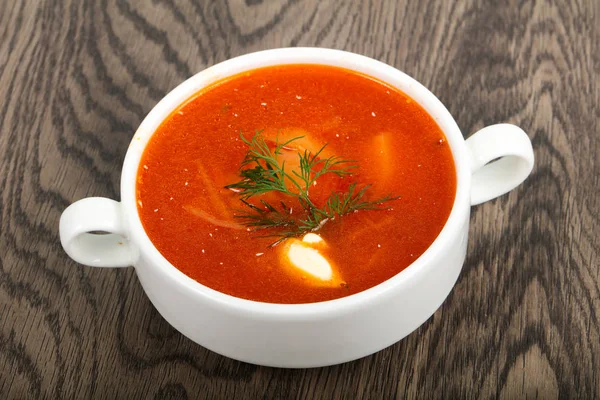 Russian Borcsh Soup Wooden Background — Stock Photo, Image
