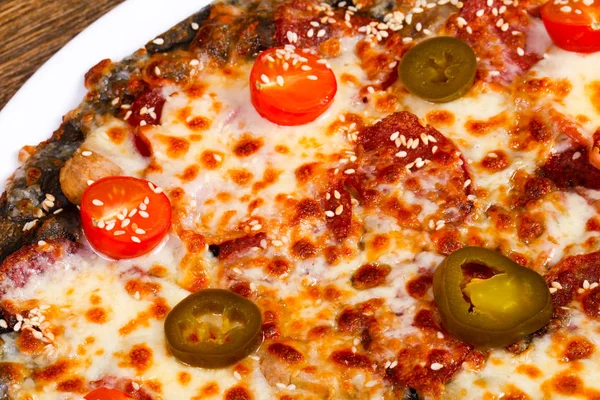 Pepperoni Pizza Halapenjo Pepře — Stock fotografie