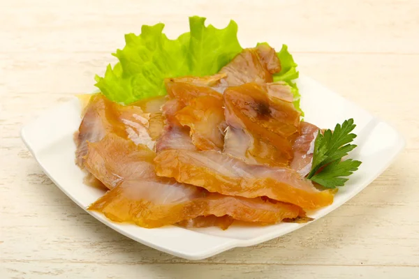 Füme yayın balığı fileto carpaccio