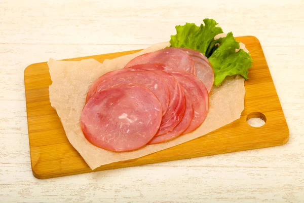 Sliced Sausage Salad Leaves — Stock Photo, Image