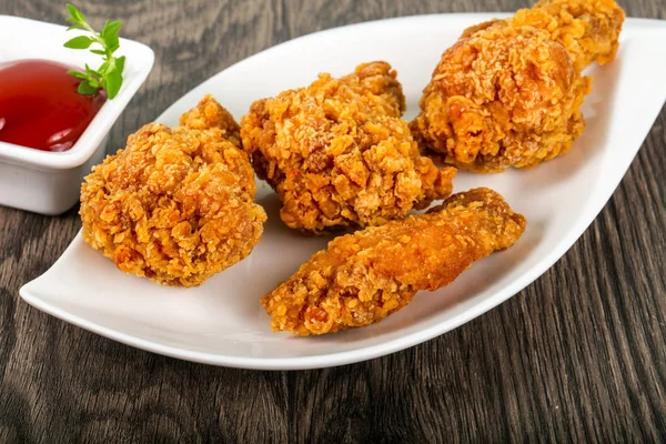 Alitas Pollo Crujientes Con Salsa Tomate — Foto de Stock