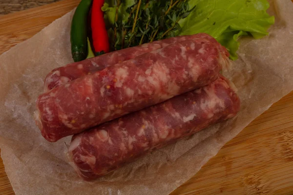 Raw Pork Sausages Ready Cooking — Stock Photo, Image