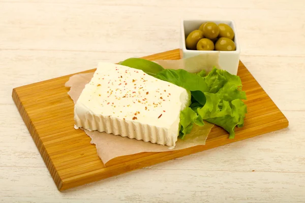 Formaggio Feta Con Olive — Foto Stock