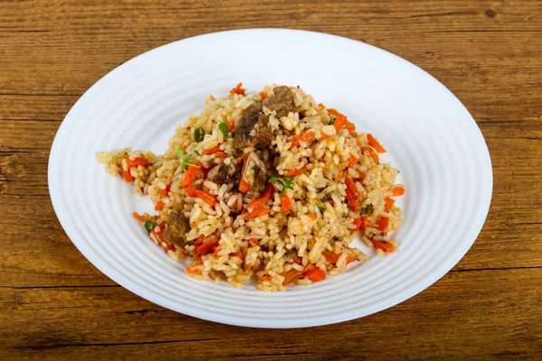 Arroz Asiático Plov Com Carne Cenoura — Fotografia de Stock