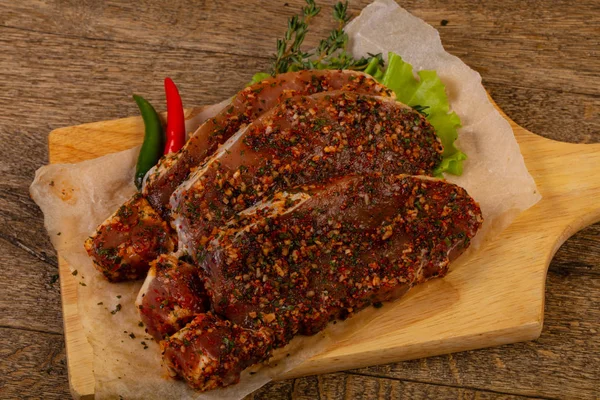 Carne Cerdo Marinada Cruda Lista Para Cocinar —  Fotos de Stock