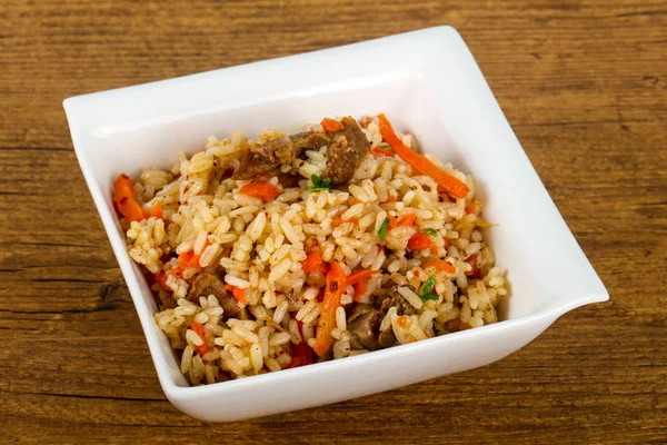 Arroz Asiático Plov Con Carne Zanahoria —  Fotos de Stock