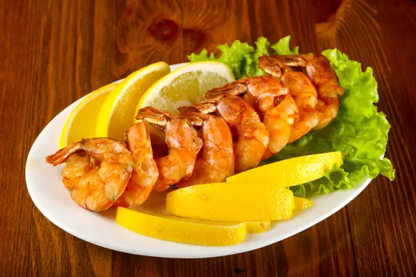 Crevettes Grillées Citron — Photo