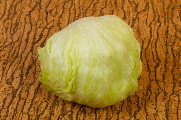 Ripe Salad Iceberg Wooden Background — Stock Photo, Image