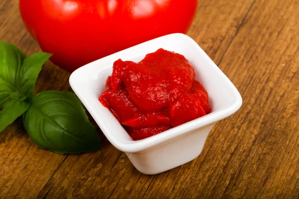 Pasta Pomodoro Con Foglie Basilico — Foto Stock