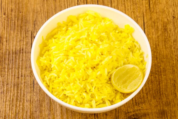 Indian Traditional Cuisine Yellow Rice Lime — Stock Photo, Image