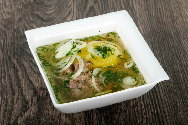 Sopa Carne Branca Hashlama Com Cordeiro Carne Vaca — Fotografia de Stock