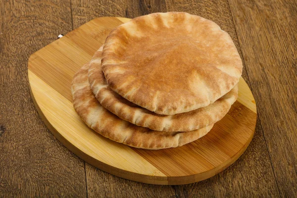 Pita Bread Heap Wooden Background — Stock Photo, Image