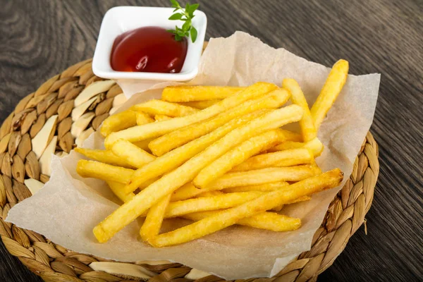 Batatas Fritas Com Ketchup Tomate — Fotografia de Stock