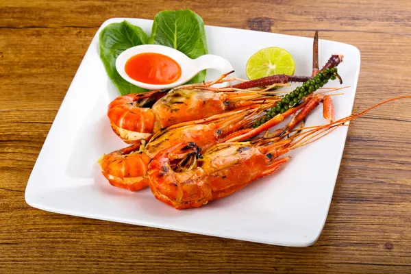 Fűszernövények Fűszerek Szósz Grillezett Waterprawn — Stock Fotó