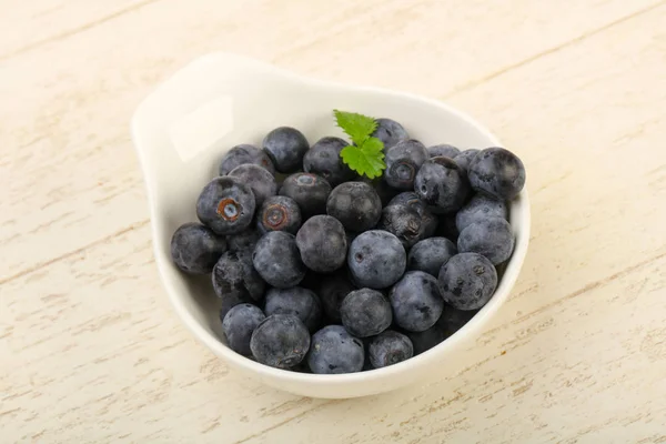 Blueberry Bowl Wooden Background — Stock Photo, Image