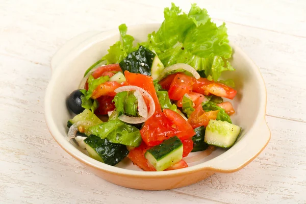 Griekse Salade Met Olijven Feta Kaas — Stockfoto