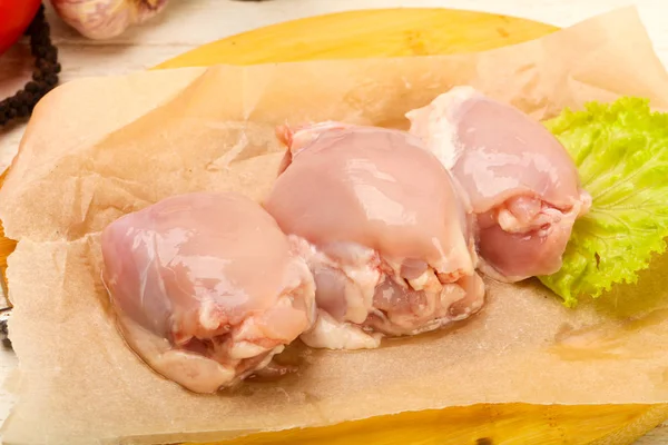 Boneless raw chicken thighs - ready for cooking