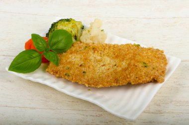 Susam ve haşlanmış sebzeler ile tavuk