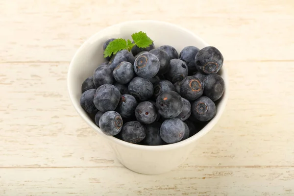 Blueberry Bowl Wooden Background — Stock Photo, Image