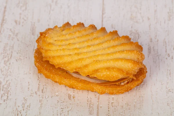 Zoete Smakelijke Koekjes Ower Houten Achtergrond — Stockfoto