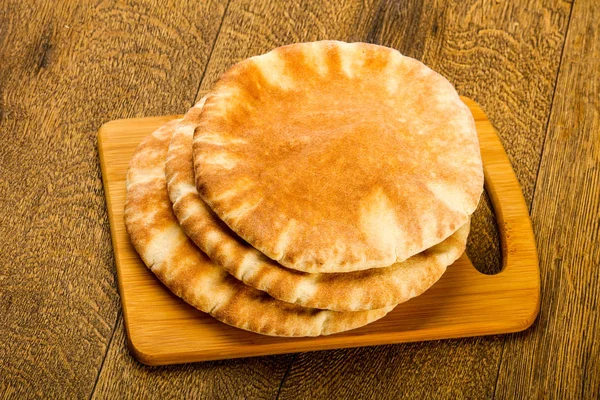 Pita Bread Heap Wooden Background — Stock Photo, Image