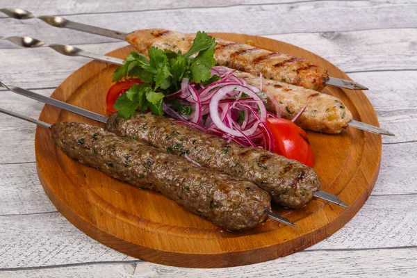 Hovězí Kuřecí Kebab Mletého Masa — Stock fotografie