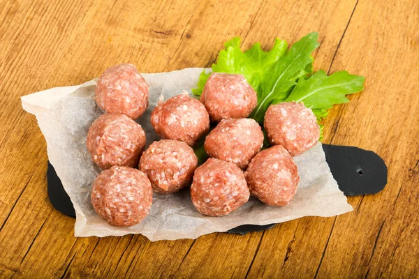 Boulettes Viande Crue Pour Cuisson — Photo