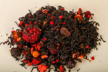 Aroma çay yığın meyve, meyveler ve otlar ile