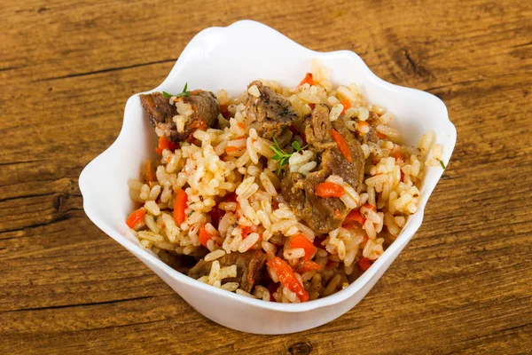 Asian Rice Plov Meat Carrot — Stock Photo, Image