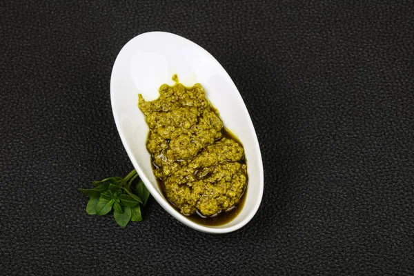 Basil Sauce Pesto Bowl — Stock Photo, Image