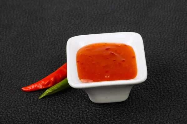 Słodki Pikantny Sos Chili Misce — Zdjęcie stockowe