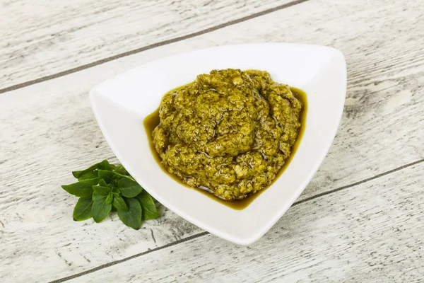 Salsa Albahaca Pesto Bowl —  Fotos de Stock