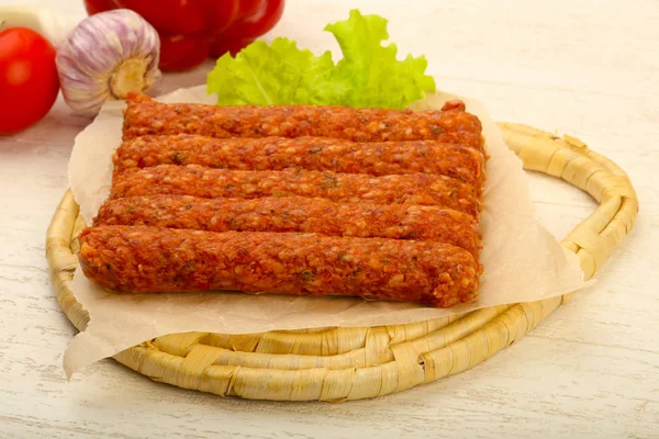 Salsichas Carne Crua Para Churrasqueira — Fotografia de Stock