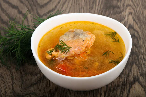 Delicious Salmon Fish Soup — Stock Photo, Image