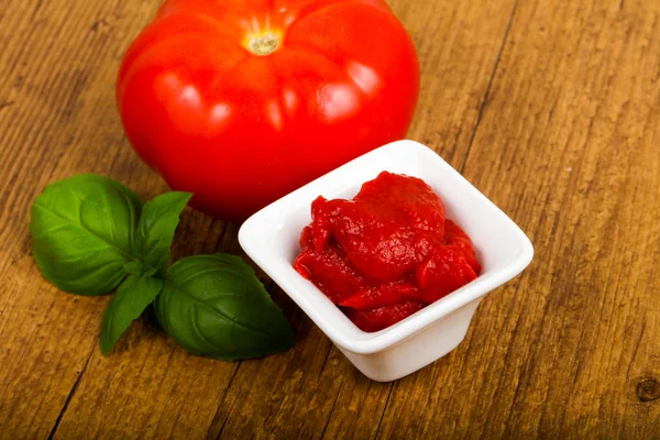 Pasta Pomodoro Con Foglie Basilico — Foto Stock