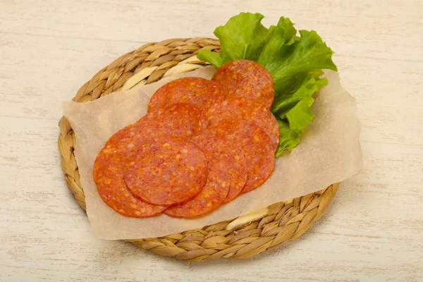Delicious Pepperoni Sliced Sausage — Stock Photo, Image