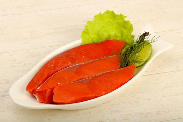 Gezouten Zalm Met Limoen Dille — Stockfoto