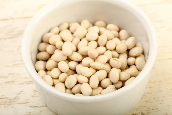 Dry White Beans Bowl Wooden Background — Stock Photo, Image