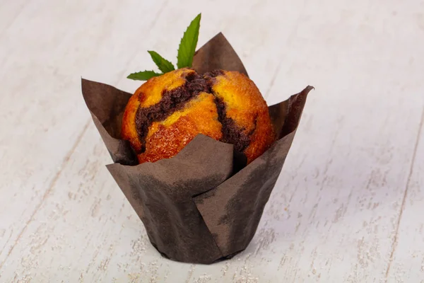 Słodkie Smaczne Muffin Czekoladą — Zdjęcie stockowe