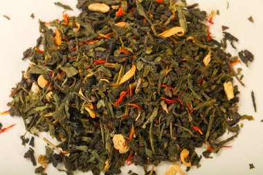 Aroma çay yığın meyve, meyveler ve otlar ile